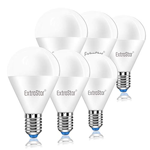 EXTRASTAR LED Lampe E14 Led Kaltweiß, leuchtmittel led E14 Glühbirne Led E14 G45 8W, E14 Led Kaltweißes Licht 6500K, Nicht Dimmbar Energiesparlampe, 6er Pack von EXTRASTAR