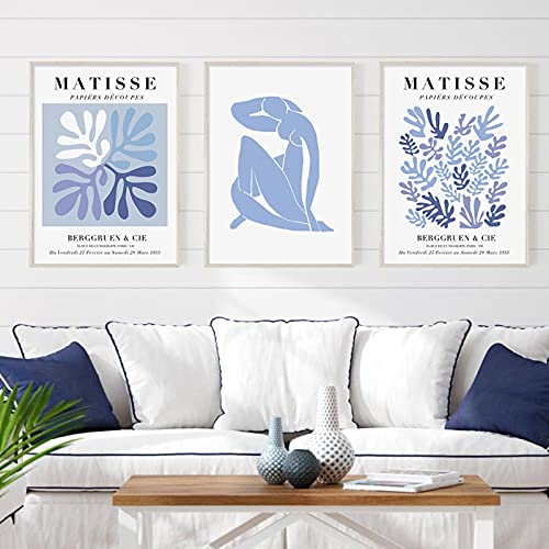 Abstrakte Matisse Ausstellung Blaue Blumenkunst Poster Leinwand Malerei Wand Kunstdruck Bild Zimmer Dekoration 50x75cm (50x75cm) Kein Rahmen von EYCFSJ