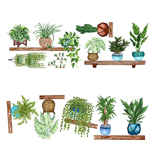 Eabdice Pflanzen Wandsticker, Grün Topfpflanze Wandsticker, Wandtattoo Pflanzen, für Küche Schlafzimmer Büro Deko von Eabdice