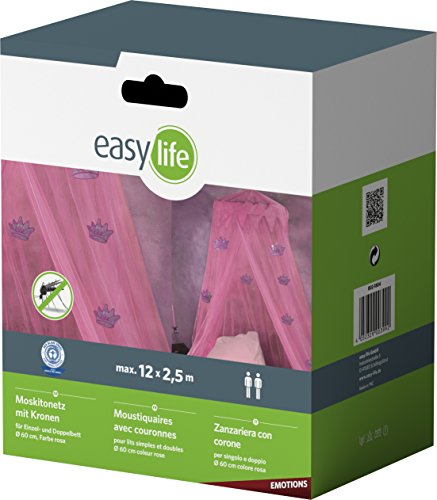 Easy Life Moskitonetz Princess 12x2,5m mit Baldachin in pink mit Kronen von Easy Life