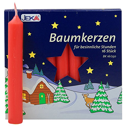 20er Pack Baumkerzen rot ca. 14 x 110 mm (20 x 16 Stück) Weihnachtskerzen, Christbaumkerzen, Pyramidenkerzen von Ebersbacher Kerzen