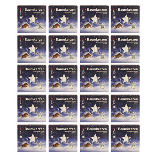 20er Pack Baumkerzen weiß ca. 14 x 110 mm (20 x 16 Stück) Weihnachtskerzen, Christbaumkerzen, Pyramidenkerzen von Ebersbacher Kerzen