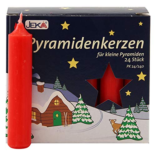 24er Pack Pyramidenkerzen klein, rot ca. 14 x 74 mm (24 x 24 Stück) Weihnachtskerzen, Adventskerzen, Christbaumkerzen, Baumkerzen, Kerzen von Ebersbacher Kerzen