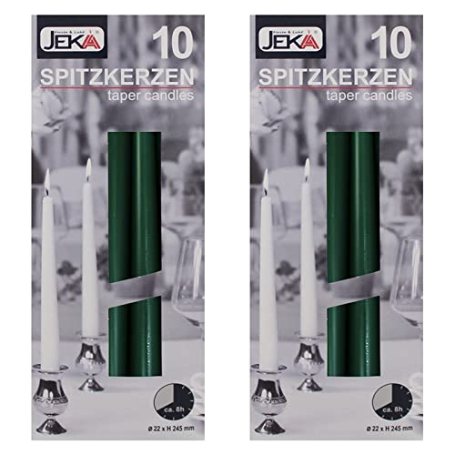 2er Pack Spitzkerzen dunkelgrün, ca. 22 x 240 mm (2 x 10 Stück) von Ebersbacher Kerzen