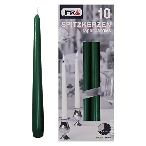 Ebersbacher Kerzen Spitzkerzen dunkelgrün, ca. 22 x 240 mm, 10 Stück/Pack von Ebersbacher Kerzen