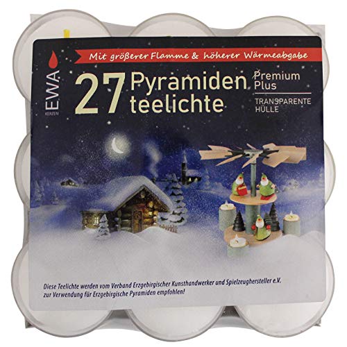 Ebersbacher Kerzenfabrik GmbH 24er Pack Pyramidenteelichte mit transparenter Hülle (24 x 27 Stück) von Ebersbacher Kerzenfabrik GmbH
