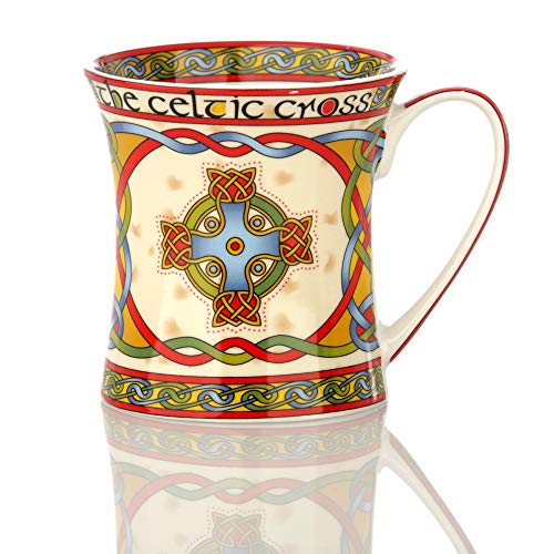 Eburya Celtic Cross Mug - Kaffeebecher aus Irland mit keltischem Kreuz & Ornamenten von Eburya