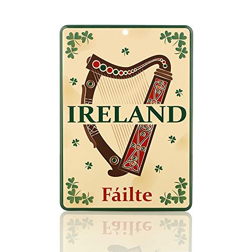 Eburya Fáilte Ireland - nostalgisches Irland Blechschild - irische Harfe & Kleeblätter von Eburya