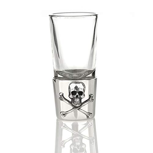 Eburya Skull & Crossbones Shot Glas - Hangefertigtes Totenkopf Schnapsglas aus England von Eburya