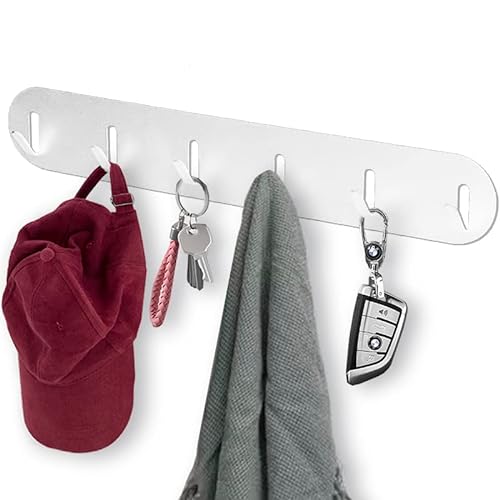 Echehi 6 Haken Vielseitig Kein Bohren Metall Schlüsselbrett, Kleiderhaken, Badezimmerhaken, Küchenhaken, perfekt zum Organisieren von Gegenständen hinter der Tür. Weiß von Echehi