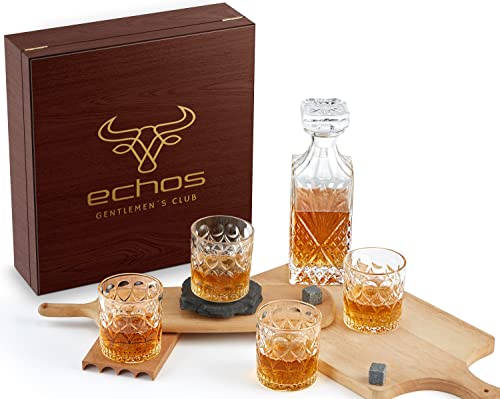 7-Teiliges Whiskeygläser Set | Whiskey Karaffe Set | Whiskygläser | Whisky Gläser | Whiskyset | Edles Whiskey Geschenkset | Geschenkbox Whisky | Dekantierer | Whiskeyset | von Echos