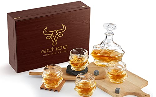 7-Teiliges Whiskeygläser Set | Whiskyset | Whiskey Karaffe Set | Whisky Gläser | Whiskygläser | Whiskey Gläser Set | Edles Whiskey Geschenkset | Dekantierer | Whisky Geschenk Box von Echos