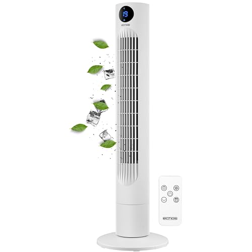 Echos Turmventilator | Ventilator sehr leise | Fernbedienung | Oszillierend | LED-Display | 3 Stufen | Tower Fan | Säulenventilator | Standventilator | Tower-Ventilator | Luftkühler | 12h Timer von Echos