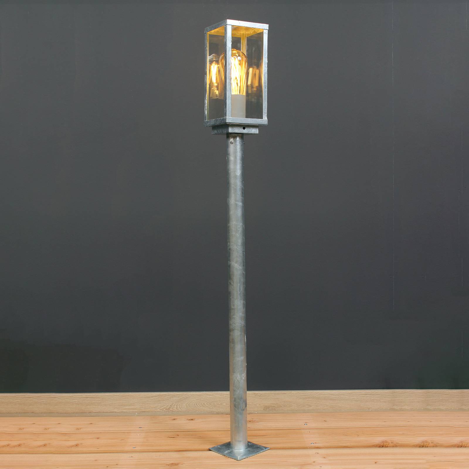 Wegeleuchte Karo, Dämmerungssensor, 100 cm, zink von Eco-Light