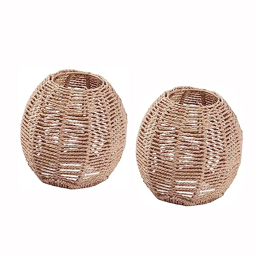 2x Vintage Boho Rattan Lampenschirm Hängelampe Stehlampe - Geflochtener Laterne DIY Lampe Zubehör Schatten Pendelleuchtenschirm für Hängeleuchten Pendelleuchten Wandleuchte Deckleuchte Tischlampe von EcoGehen