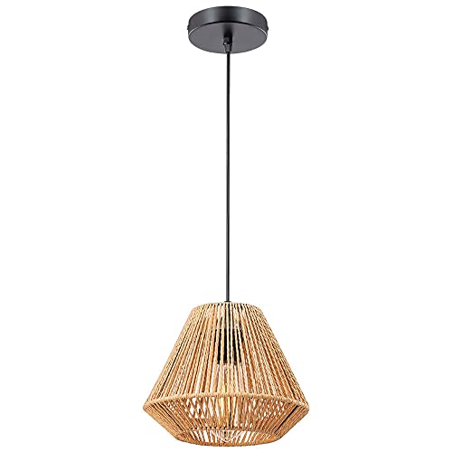 Boho Rattan Lampe Hängelampe Hängeleuchte Schlafzimmer Esstisch Küche Vintage Deckenlampe Deckenleuchte Ø 24cm Diamant Lampenschirm E27 Pendelleuchte Hängend Korblampen Esstischlampe Wohnzimmerlampe von EcoGehen