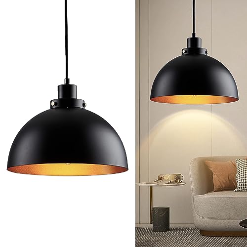 EcoGehen Modern Industrielle Pendelleuchte Vintage Hängeleuchte Ø30cm Breite Lampe Kronleuchter Eisen Hängelampe E27 Lampenfassung Deckenleuchte für Küche Keller Wohnzimmer Schlafzimmer Schwarz Gold von EcoGehen