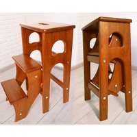 Natürliche Eiche Trittleiter, Stepstool Naturholz, Hocker Leiter, Ständer Mit Ukraine, Küchen Tritt, Esszimmerhocker, Trafohocker von EcoWoodCorp