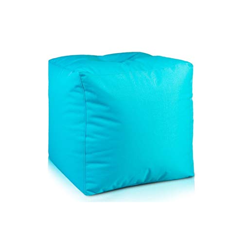 Ecopuf Cube - Sitzhocker Hocker Polyestergewebe Outdoor 100% Wasserdicht für außen und innen Sitzbox Würfel Pouf Ottomane Fußbank Zwei Größen erhältlich 50x50 cm - Faber Hellblau M2 von Ecopuf
