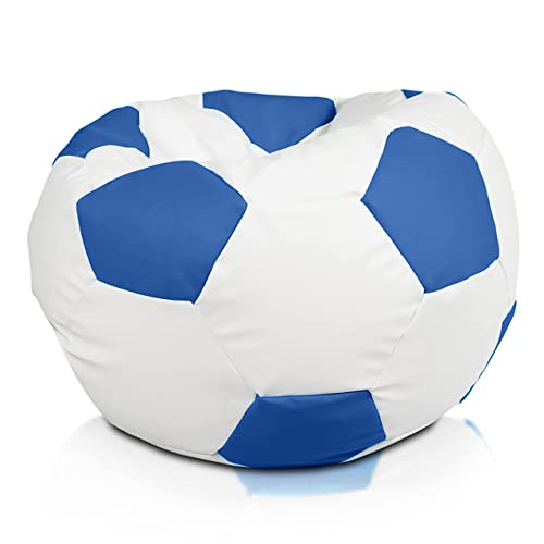 Ecopuf Football | Sitzsack Fussball Größe L 90X55 cm Ideal für Kinder & Erwachsene | Fußball-Sitzsack aus Kunstleder | Sitzkissen Fußball Gefüllt mit Polystyrol (PS) Sitzkissen Gaming Sessel von Ecopuf