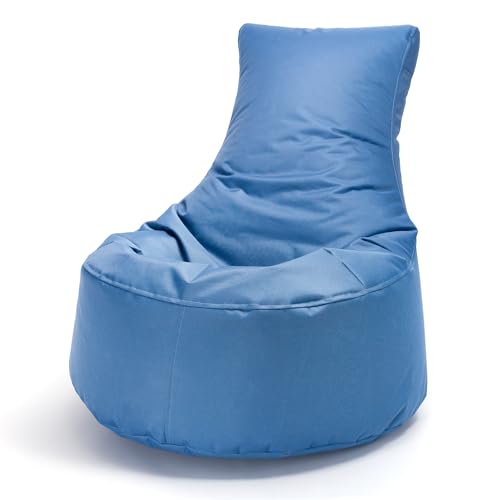 Ecopuf - Sitzsack mit hoher Rückenlehne aus Polyester - Füllung aus Polystyrolkugeln - Schlumpf zum Sitzen geeignet für Außen- und Innenräume - Kleine Größe 65 x 75 cm, Farbe Kobaltblau von Ecopuf