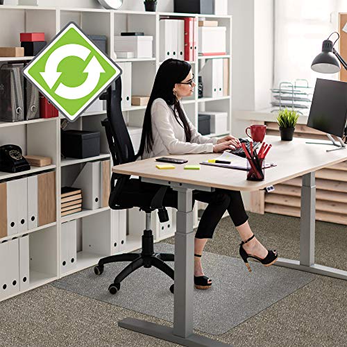 Floortex Bodenschutzmatte | Bürostuhlunterlage "Ecotex evolutionmat" | 120 x 130 cm | aus verbessertem Polymer mit bis zu 50 % recyceltem Inhalt | transparent | rechteckig | TÜV zertifiziert | für standardflorige Teppichböden von Floortex
