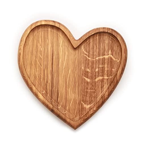 Edeldings Antibakterieller Massivholz Kinderteller HERZ aus Eiche | Holzteller 20x17 cm aus Eiche | Originelles Geschenk für Verliebte zum Valentinstag | Holzschale, Servierschale, Babygeschirr von Edeldings