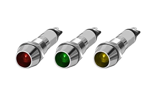 LED Kontrollleuchte 12V & 24V Leuchtmelder in 3 Farben und 2 Stafflungen (Rot, 12V / 1x) von Edelstahlshop
