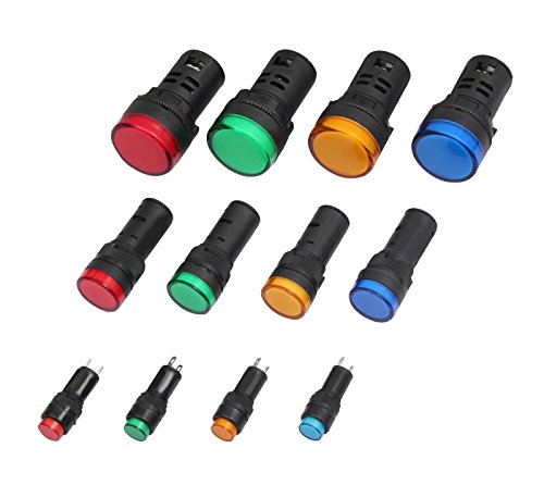 Leuchtmelder Kontrollleuchte Signallampe in 3 Größen / 4 Farben / 12V / 24V / 230V (Grün, 22mm / 230V) von Edelstahlshop