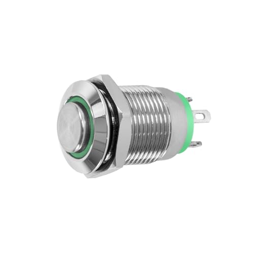 Taster oder Schalter 12V mit LED Beleuchtung (in 5 Farben), 2 Größen (12 oder 16mm) auswählbar (12mm Taster, Grün) von Edelstahlshop
