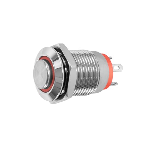 Taster oder Schalter 12V mit LED Beleuchtung (in 5 Farben), 2 Größen (12 oder 16mm) auswählbar (12mm Taster, Rot) von Edelstahlshop