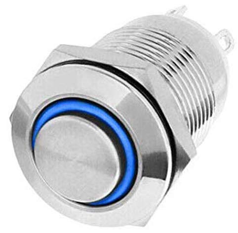Taster oder Schalter 12V mit LED Beleuchtung (in 5 Farben), 2 Größen (12 oder 16mm) auswählbar (16mm Taster, Blau) von Edelstahlshop