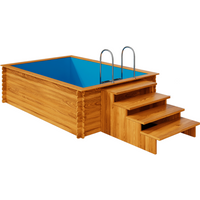 EDEN Holzmanufaktur Rechteckpool "Fix&Fertig Fichtenholz Pool", inkl. blauem Einsatz, Dämmung, Einstiegstreppe & -Leiter, Wasserablauf von Eden Holzmanufaktur