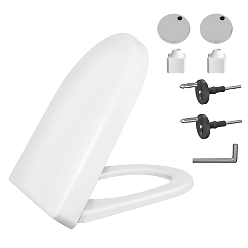 D-Form Luxus WC Sitz Soft Close, ergonomisches Design mit Quick Release Scharnieren, einfache Befestigung oben und unten, Polypropylen, antibakteriell, Toilettendeckel für Familie Badezimmer, weiß von EFAN