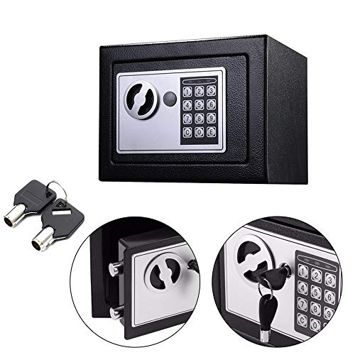 Elektronischer Safe Tresor 23x17x17cm Mini Safe Digitaler Elektronischer Tresor Feuerfester und wasserdichter Sicherheitsschrank mit PIN-Code und Schlüssel Für Schmuck Bargeld von Efan