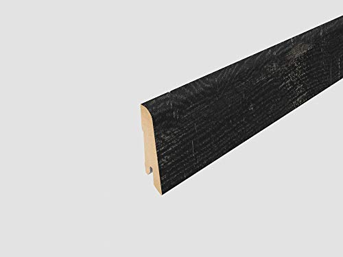 EGGER Home Sockelleiste schwarz L486 Fußleiste | Bodenleiste 2,4m passt zu EHD017 Oldham Eiche schwarz von Egger