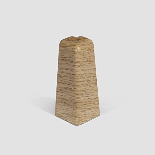 EGGER Außenecke Sockelleiste Eiche natur für einfache Montage von 60mm Laminat Fußleisten | Inhalt 2 Stück | Kunststoff robust | Holz Optik braun von Egger