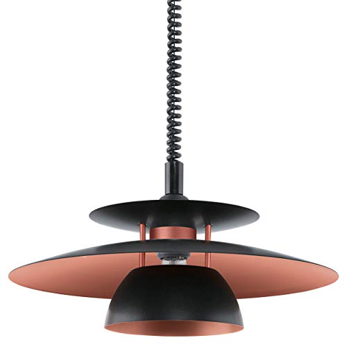 EGLO Pendelleuchte Brenda, 1 flammige Hängelampe, Hängeleuchte aus Metall und Kunststoff, Esstischlampe in Schwarz, Kupfer, Wohnzimmerlampe hängend mit E27 Fassung, Ø 43 cm von EGLO