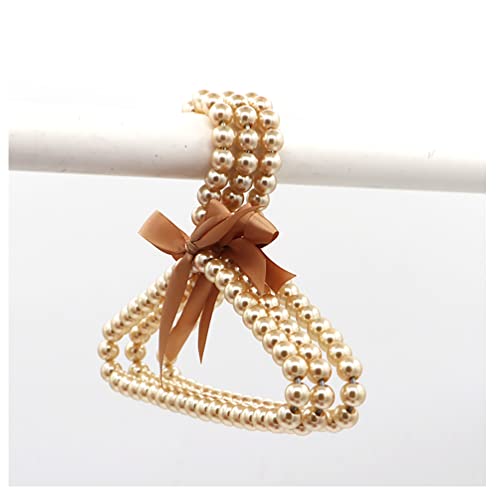 Egurs Kleiderbügel mit Perlen und Schleife Bunte Perlenkleiderbügel 2 Stück, Gold 20cm von Egurs
