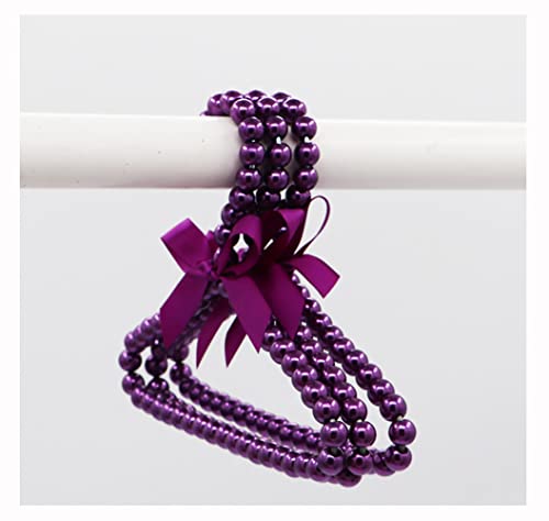 Egurs Kleiderbügel mit Perlen und Schleife Bunte Perlenkleiderbügel 2 Stück, Violett 40cm von Egurs