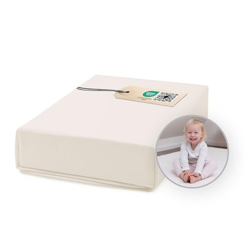 Ehrenkind® Spannbettlaken für Babybett Kinderbett | 100% Bio-Baumwolle Spannbettlaken 90x200 | Atmungsaktives Spannbetttuch (160 g/m²) | Material Oeko-TEX 100 Zertifiziert, 200x90cm Natur von Ehrenkind