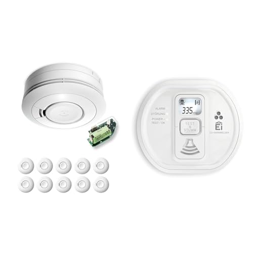 Ei Electronics Ei650RF Funkrauchmelder, Bundle aus funkvernetzbarem Rauchwarnmelder und Funkmodul & Professional Ei208iDW Kohlenmonoxidmelder von Ei Electronics