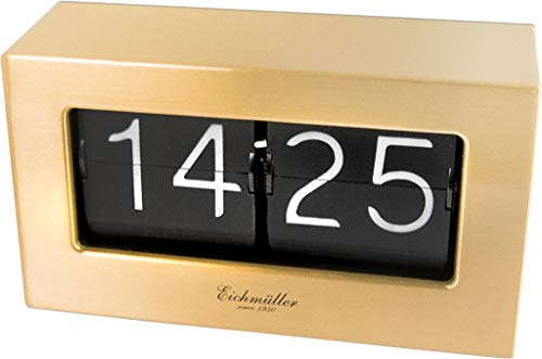 Eichmüller since 1950 Retro Flip Uhr - Tischuhr mit solidem Metallgehäuse - Messing von Eichmüller since 1950