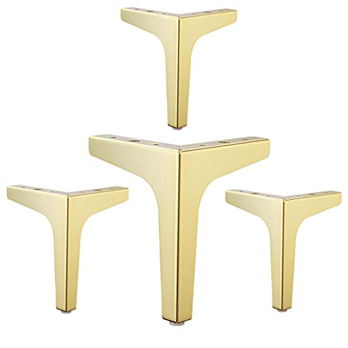 Eidoct 4" /10cm Möbel Beine, Moderne Stil Möbel Sofa Beine Metall Matte Schwarze Dreieck Füße für Tisch Schrank Sofa Sofa, Gold von Eidoct