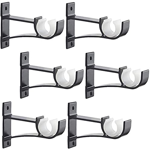 Eidoct Gardinenstangen-Halterung, 6 Stück, Vorhangstangenhalterungen, Vorhang-Halterungen für Stangen mit einem Durchmesser von 2.5 - 3 cm (schwarz, 6 x Einzelloch) von Eidoct