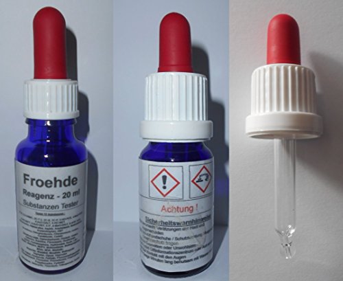 Schnelltest für Drogen und Substanzen Tester mit Farbskala - Froehde Reagenz 20 ml - Testet 72 Substanzen und Drogen - für ca.100 Anwendungen von Eigenmarke