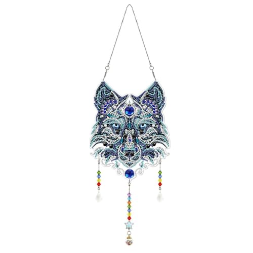 Eimilaly Crystal Suncatcher Ice Wolf Hanging Ornaments Diamond Painting für Erwachsene, Diamond Art Wind Chimes Kit für Zimmer, Garten, Festival Dekor, Style G von Eimilaly