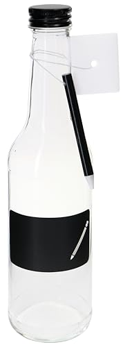 Einkochwelt Glasflasche mit Schraubverschluss (6 Stück, Inhalt 350 ml, mit Kreidefeld, Saftflasche, Flasche für Smoothies, Sirup, inkl. Stift + Schwamm) 79171 von Einkochwelt