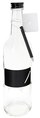 Einkochwelt Glasflasche mit Schraubverschluss (6 Stück, Inhalt 500 ml, mit Kreidefeld, Saftflasche, Flasche für Smoothies, Sirup, inkl. Stift + Schwamm) 79172 von Einkochwelt