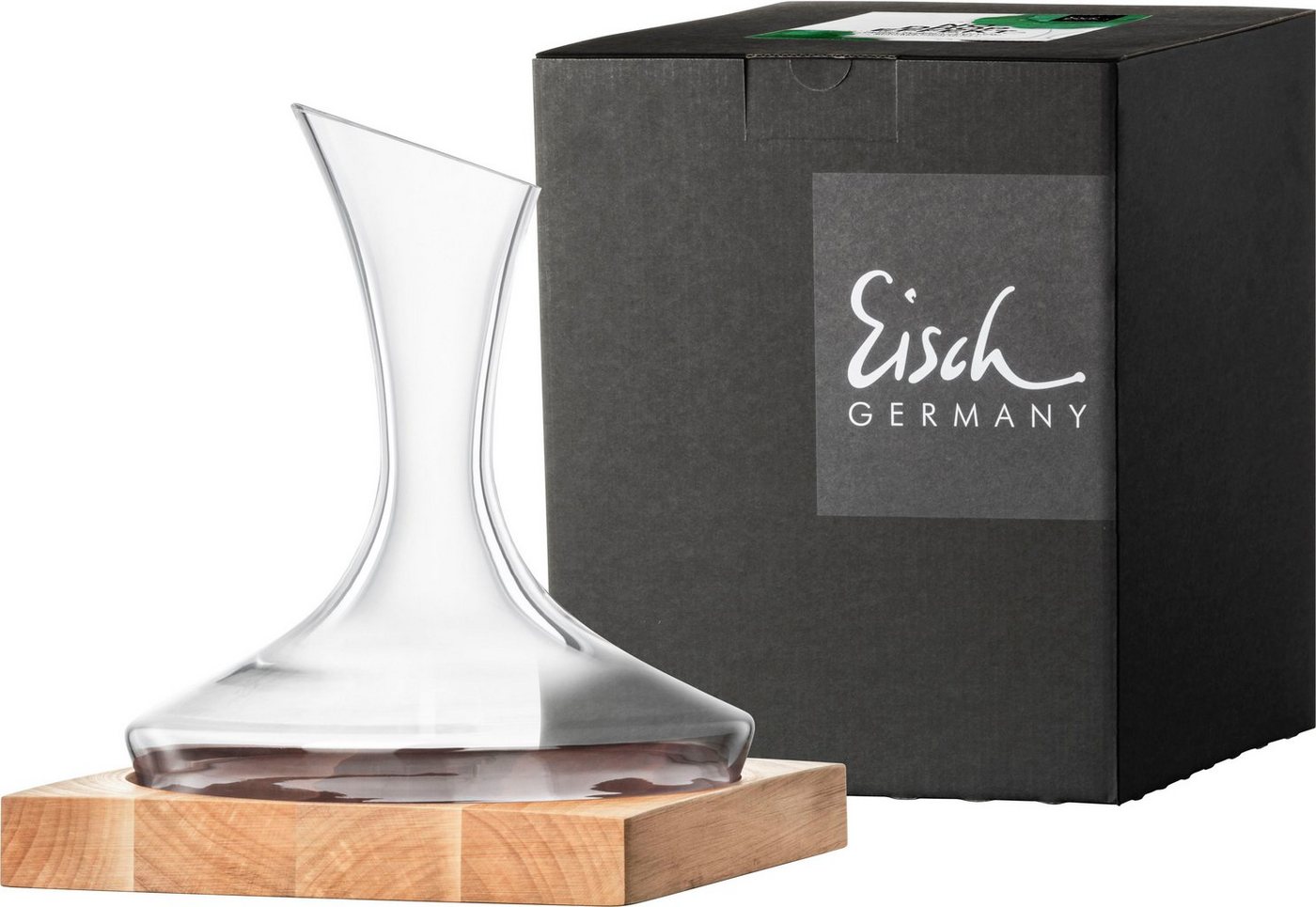 Eisch Dekanter auf Holzsockel WOOD EDITION, (2-tlg), NO DROP EFFEKT für tropffreies Ausgießen, Kristallgals, 750 ml von Eisch